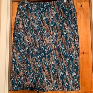Talbots peacock print pencil skirt size 10